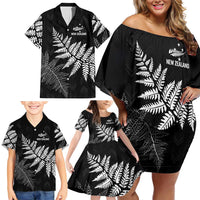 New Zealand Lawn Bowls Personalized Family Matching Off Shoulder Short Dress and Hawaiian Shirt Wrap-Around Silver Fern LT7 - Polynesian Pride