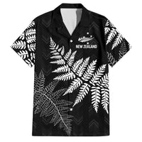 New Zealand Lawn Bowls Personalized Family Matching Puletasi and Hawaiian Shirt Wrap-Around Silver Fern LT7 Dad's Shirt - Short Sleeve Black - Polynesian Pride