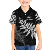 New Zealand Lawn Bowls Personalized Family Matching Short Sleeve Bodycon Dress and Hawaiian Shirt Wrap-Around Silver Fern LT7 Son's Shirt Black - Polynesian Pride