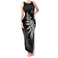 New Zealand Lawn Bowls Personalized Family Matching Tank Maxi Dress and Hawaiian Shirt Wrap-Around Silver Fern LT7 Mom's Dress Black - Polynesian Pride