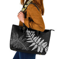 New Zealand Lawn Bowls Personalized Leather Tote Bag Wrap-Around Silver Fern - Polynesian Pride