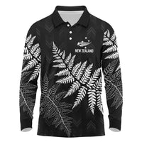 New Zealand Lawn Bowls Personalized Long Sleeve Polo Shirt Wrap-Around Silver Fern - Polynesian Pride