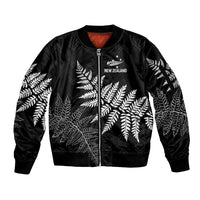 New Zealand Lawn Bowls Personalized Sleeve Zip Bomber Jacket Wrap-Around Silver Fern - Polynesian Pride