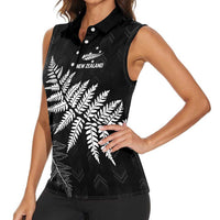 New Zealand Lawn Bowls Personalized Women Sleeveless Polo Shirt Wrap-Around Silver Fern - Polynesian Pride