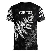 New Zealand Lawn Bowls Personalized Women V-Neck T-Shirt Wrap-Around Silver Fern - Polynesian Pride