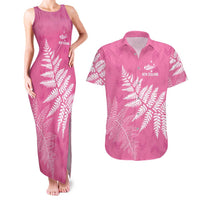 New Zealand Lawn Bowls Breast Cancer Personalized Couples Matching Tank Maxi Dress and Hawaiian Shirt Wrap-Around Silver Fern LT7 Pink - Polynesian Pride