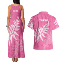 New Zealand Lawn Bowls Breast Cancer Personalized Couples Matching Tank Maxi Dress and Hawaiian Shirt Wrap-Around Silver Fern LT7 - Polynesian Pride