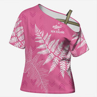 New Zealand Lawn Bowls Breast Cancer Personalized Cross Shoulder Shirt Wrap-Around Silver Fern - Polynesian Pride
