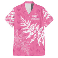 New Zealand Lawn Bowls Breast Cancer Personalized Family Matching Off Shoulder Short Dress and Hawaiian Shirt Wrap-Around Silver Fern LT7 Dad's Shirt - Short Sleeve Pink - Polynesian Pride