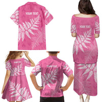 New Zealand Lawn Bowls Breast Cancer Personalized Family Matching Puletasi and Hawaiian Shirt Wrap-Around Silver Fern LT7 - Polynesian Pride