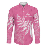 New Zealand Lawn Bowls Breast Cancer Personalized Family Matching Tank Maxi Dress and Hawaiian Shirt Wrap-Around Silver Fern LT7 Dad's Shirt - Long Sleeve Pink - Polynesian Pride