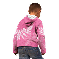 New Zealand Lawn Bowls Breast Cancer Personalized Kid Hoodie Wrap-Around Silver Fern - Polynesian Pride
