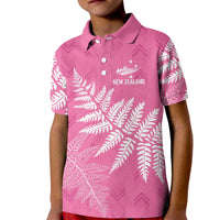 New Zealand Lawn Bowls Breast Cancer Personalized Kid Polo Shirt Wrap-Around Silver Fern - Polynesian Pride