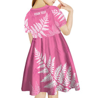New Zealand Lawn Bowls Breast Cancer Personalized Kid Short Sleeve Dress Wrap-Around Silver Fern - Polynesian Pride