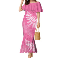 New Zealand Lawn Bowls Breast Cancer Personalized Mermaid Dress Wrap-Around Silver Fern - Polynesian Pride