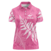 New Zealand Lawn Bowls Breast Cancer Personalized Women Polo Shirt Wrap-Around Silver Fern LT7 Female Pink - Polynesian Pride