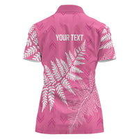 New Zealand Lawn Bowls Breast Cancer Personalized Women Polo Shirt Wrap-Around Silver Fern LT7 - Polynesian Pride