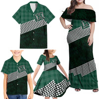 Rainbow Warriors Hawaii Personalized Palaka Family Matching Off Shoulder Maxi Dress and Hawaiian Shirt - Polynesian Pride