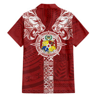 Tonga Independence Day Family Matching Long Sleeve Bodycon Dress and Hawaiian Shirt Tongatapu Lion Ngatu Motifs LT7 - Polynesian Pride