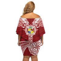 Tonga Independence Day Family Matching Off Shoulder Short Dress and Hawaiian Shirt Tongatapu Lion Ngatu Motifs LT7 - Polynesian Pride