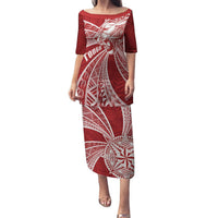 Tonga Independence Day Puletasi Tongatapu Lion Ngatu Motifs LT7 Long Dress Red - Polynesian Pride