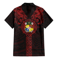 Tonga Independence Day Family Matching Mermaid Dress and Hawaiian Shirt Tongatapu Lion Ngatu Motifs Black Ver.