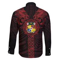 Tonga Independence Day Family Matching Puletasi and Hawaiian Shirt Tongatapu Lion Ngatu Motifs Black Ver.