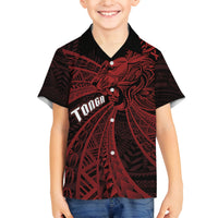 Tonga Independence Day Family Matching Puletasi and Hawaiian Shirt Tongatapu Lion Ngatu Motifs Black Ver.