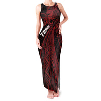 Tonga Independence Day Family Matching Tank Maxi Dress and Hawaiian Shirt Tongatapu Lion Ngatu Motifs Black Ver. LT7 Mom's Dress Black - Polynesian Pride