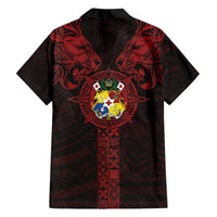 Tonga Independence Day Hawaiian Shirt Tongatapu Lion Ngatu Motifs Black Ver. LT7 - Polynesian Pride
