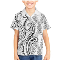 Polynesia Plumeria Lei Family Matching Mermaid Dress and Hawaiian Shirt White Curves Motif LT7 Son's Shirt White - Polynesian Pride