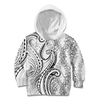 Polynesia Plumeria Lei Kid Hoodie White Curves Motif LT7 Hoodie White - Polynesian Pride