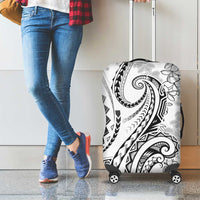 Polynesia Plumeria Lei Luggage Cover White Curves Motif