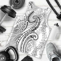 Polynesia Plumeria Lei Men Tank Top White Curves Motif