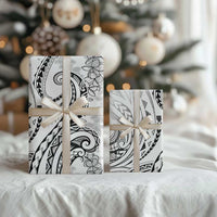Polynesia Plumeria Lei Wrapping Paper White Curves Motif
