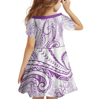 Polynesia Plumeria Lei Family Matching Tank Maxi Dress and Hawaiian Shirt White Violet Curves Motif LT7 - Polynesian Pride