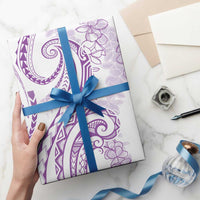 Polynesia Plumeria Lei Wrapping Paper White Violet Curves Motif