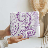 Polynesia Plumeria Lei Wrapping Paper White Violet Curves Motif