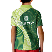 Fiji Ballantine Memorial High School Personalised Kid Polo Shirt Masi Tapa Mix Plumeria