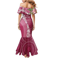 Fiji Adi Cakobau School Personalised Family Matching Mermaid Dress and Hawaiian Shirt Masi Tapa Mix Plumeria