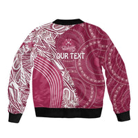 Fiji Adi Cakobau School Personalised Sleeve Zip Bomber Jacket Masi Tapa Mix Plumeria LT7 - Polynesian Pride
