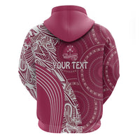 Fiji Adi Cakobau School Personalised Zip Hoodie Masi Tapa Mix Plumeria