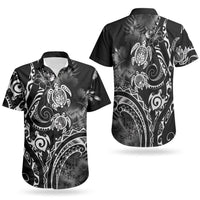 Aloha Hawaii Turtles Floral Couples Matching Long Sleeve Bodycon Dress and Hawaiian Shirt Obsidian Glaze LT7 - Polynesian Pride