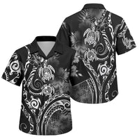 Aloha Hawaii Turtles Floral Family Matching Off Shoulder Maxi Dress and Hawaiian Shirt Obsidian Glaze LT7 Son's Shirt Black - Polynesian Pride