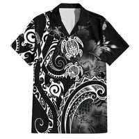 Aloha Hawaii Turtles Floral Family Matching Off Shoulder Short Dress and Hawaiian Shirt Obsidian Glaze LT7 Dad's Shirt - Short Sleeve Black - Polynesian Pride