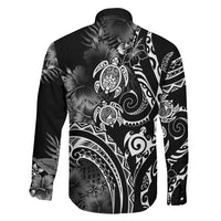 Aloha Hawaii Turtles Floral Family Matching Off Shoulder Short Dress and Hawaiian Shirt Obsidian Glaze LT7 Son's Shirt Black - Polynesian Pride