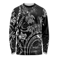 Aloha Hawaii Turtles Floral Long Sleeve Shirt Obsidian Glaze