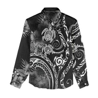 Aloha Hawaii Turtles Floral Women Casual Shirt Obsidian Glaze
