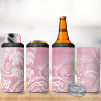 Aloha Hawaii Turtles Floral 4 in 1 Can Cooler Tumbler Pink Marbles Glaze