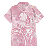 Aloha Hawaii Turtles Floral Family Matching Off Shoulder Maxi Dress and Hawaiian Shirt Pink Marbles Glaze